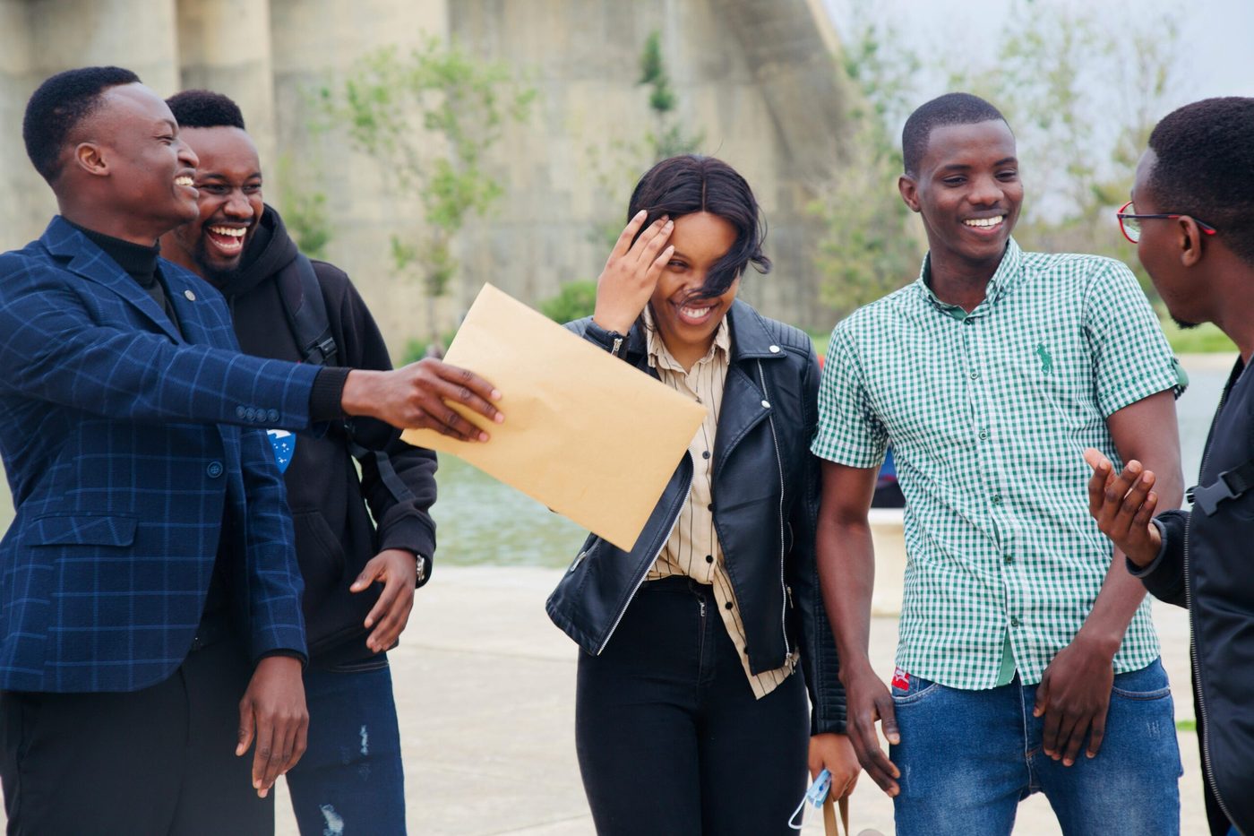 Young people gathered outdoors